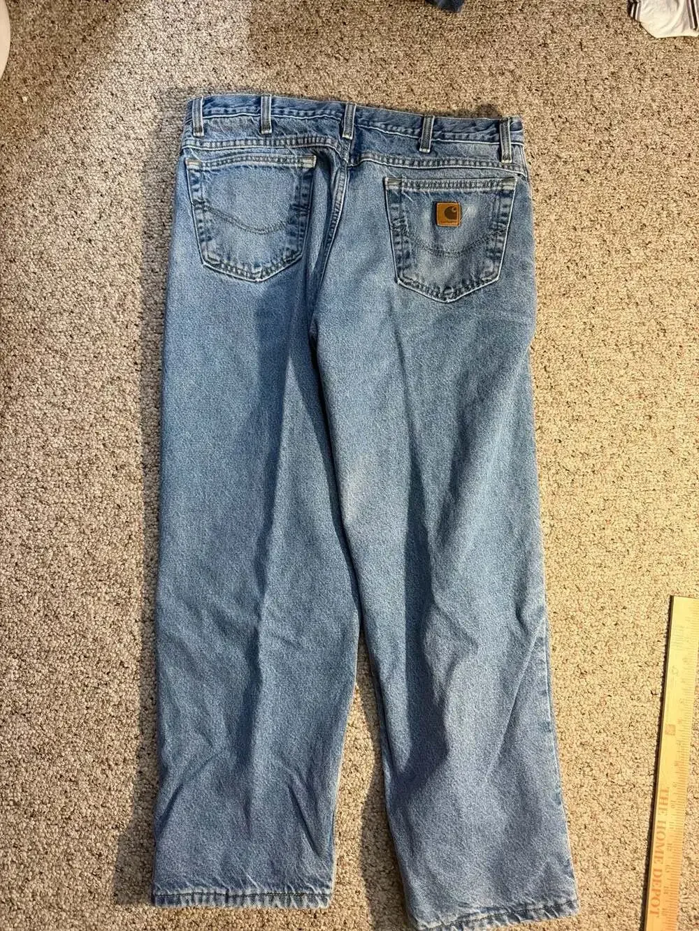 Vintage Carhartt Relaxed‎ Fit Flannel Lined Blue Denim Jeans